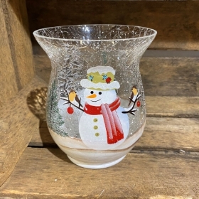 crackle glass snowman light